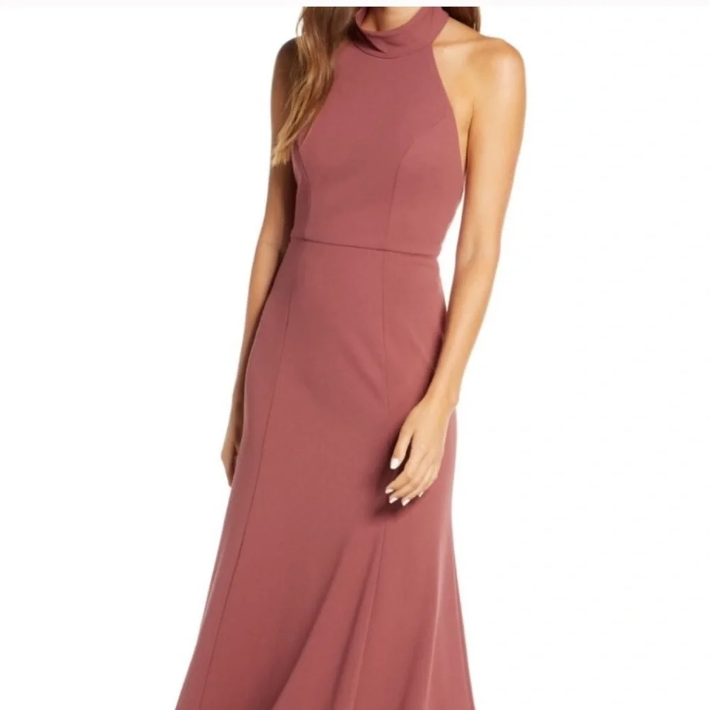 NWT Jenny Yoo Petra Halter Crepe Evening Dress - Picture 3 of 5